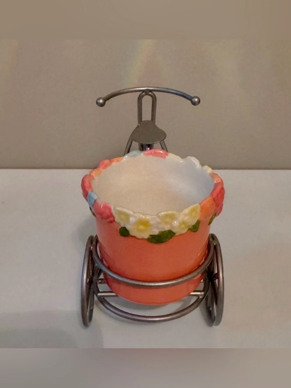 Pink Floral Ceramic Candle Holder in Bicycle Holder - Set of 2 Yankee Candle